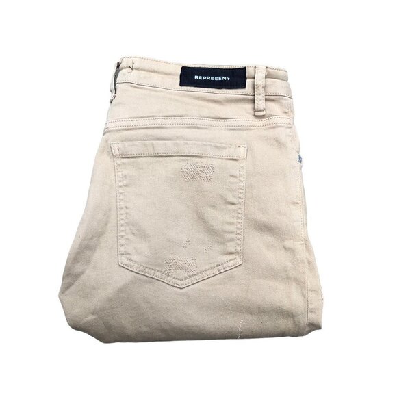 Represent Essential Jeans Knee Destroyer Tan Size 32 - Picture 6 of 10